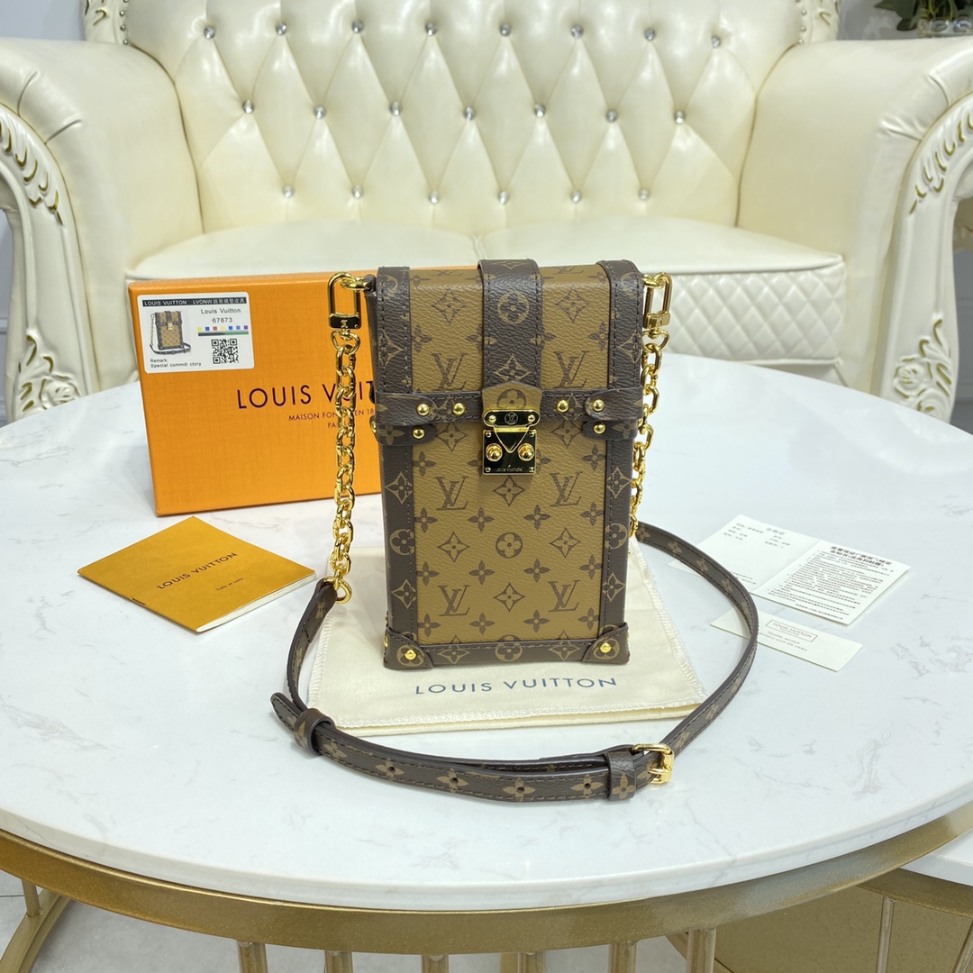 Louis Vuitton VERTICAL TRUNK POCHETTE Mini Bag Monogram M67873 